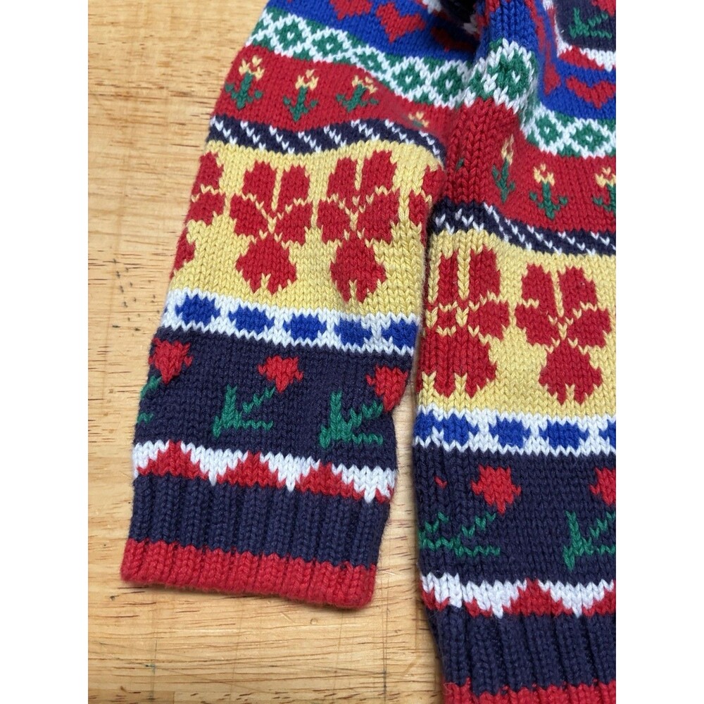 Vintage Warm Heart 2T Flower Cotton Buttondown Cardigan - Picture 3 of 9